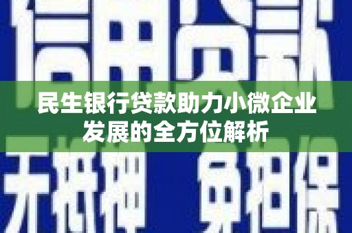 静乐民生银行贷款助力小微企业发展的全方位解析