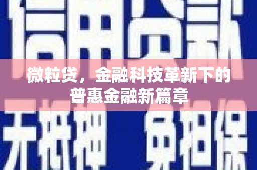 静乐微粒贷，金融科技革新下的普惠金融新篇章