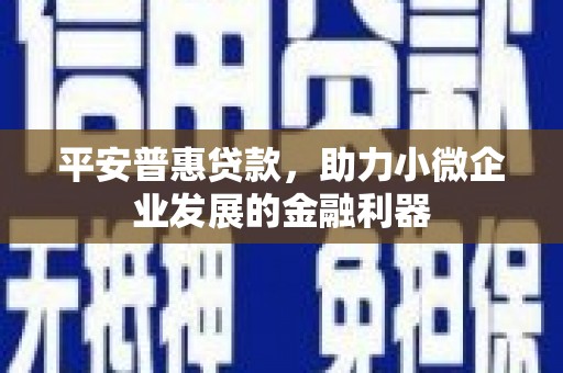 静乐平安普惠贷款，助力小微企业发展的金融利器
