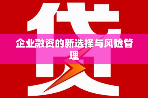 静乐企业融资的新选择与风险管理