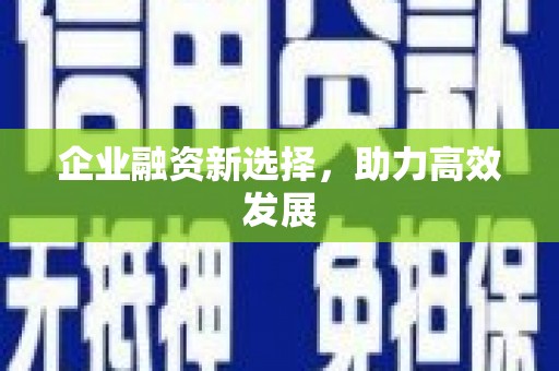 静乐企业融资新选择，助力高效发展